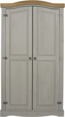 Corona Mexican 2 Door Wardrobe - Grey, Pine