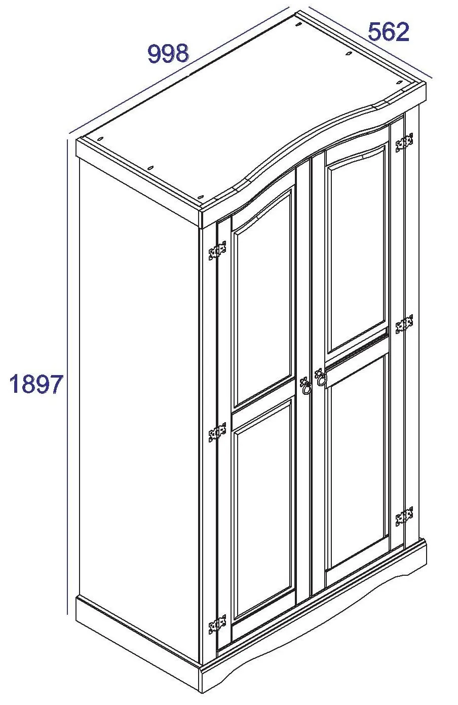Corona Mexican 2 Door Wardrobe - Pine