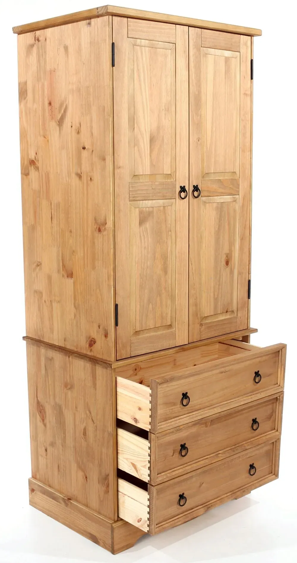 Corona Mexican 2 Door Wardrobe with Drawers - Pine