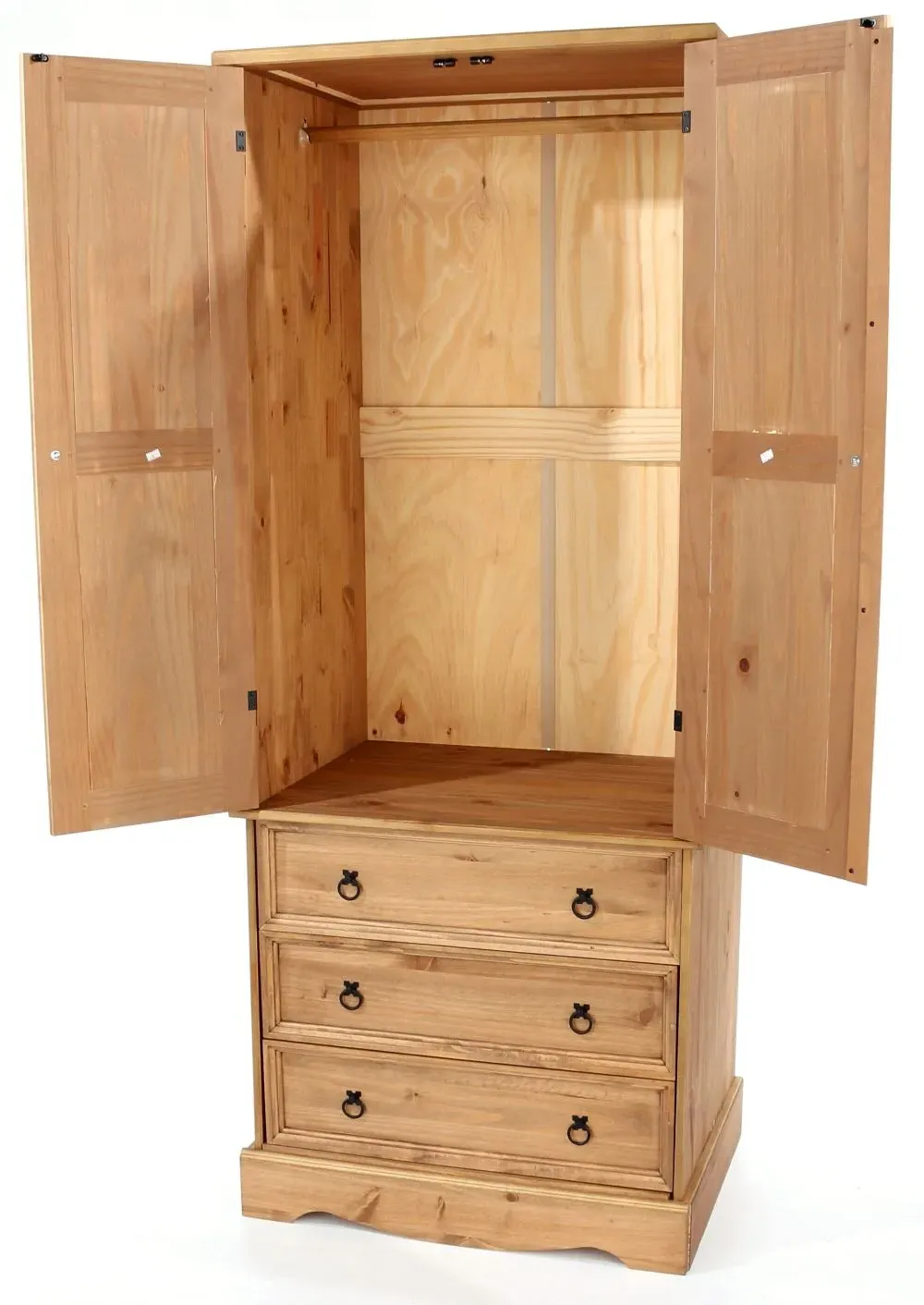 Corona Mexican 2 Door Wardrobe with Drawers - Pine