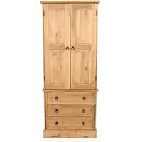 Corona Mexican 2 Door Wardrobe with Drawers - Pine