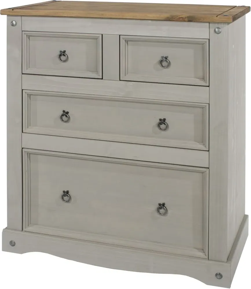 Corona Mexican 2+2 Drawer Chest - Grey, Pine