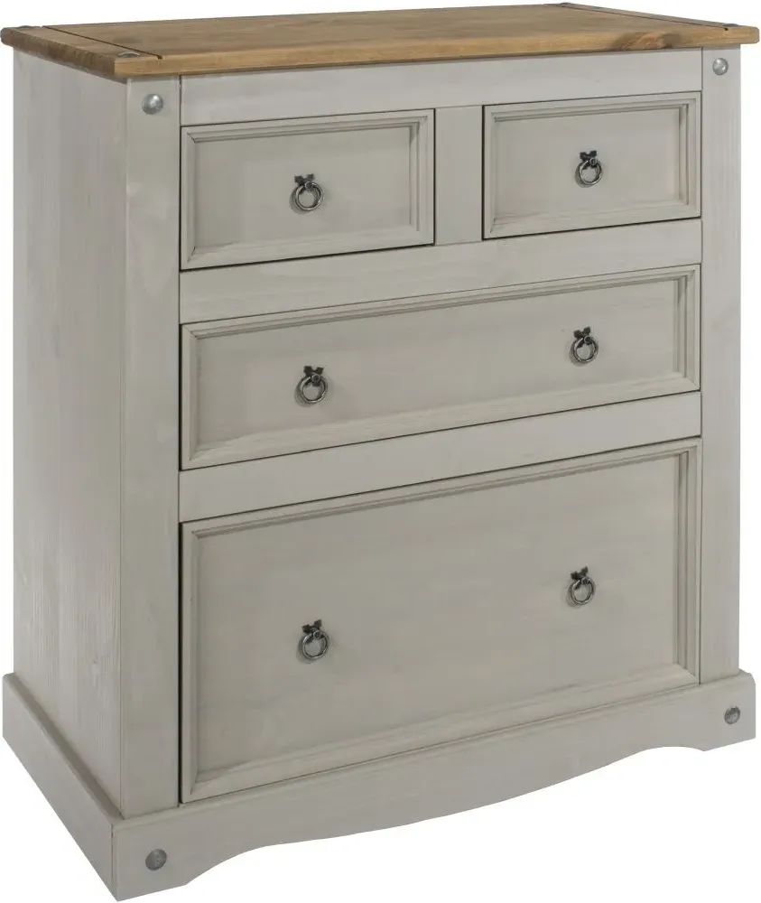 Corona Mexican 2+2 Drawer Chest - Grey, Pine
