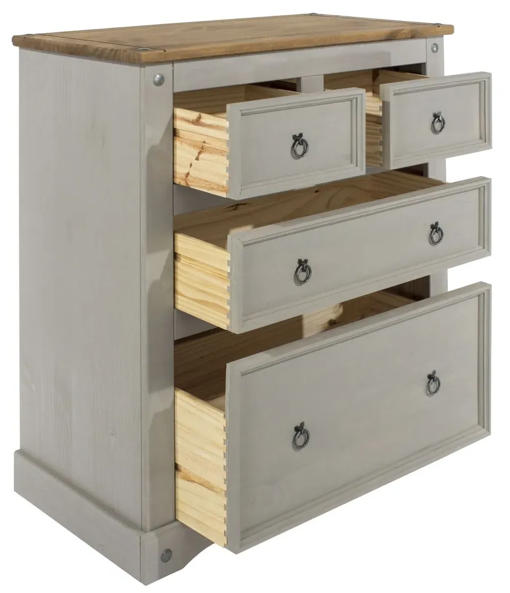 Corona Mexican 2+2 Drawer Chest - Grey, Pine