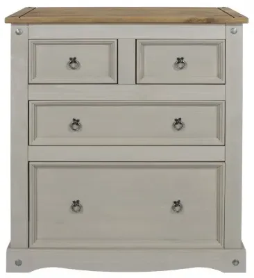 Corona Mexican 2+2 Drawer Chest - Grey, Pine
