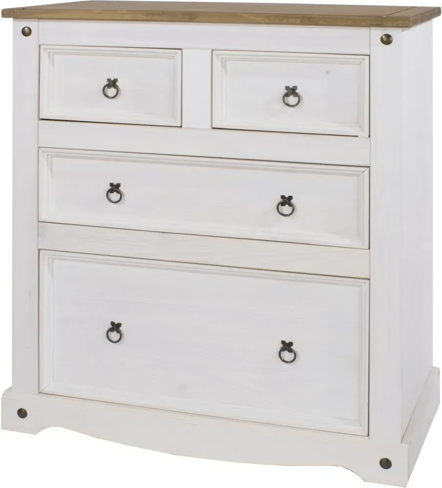 Corona Mexican 2+2 Drawer Chest - White, Pine