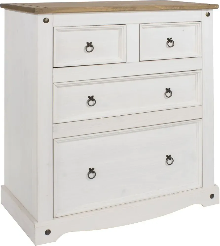 Corona Mexican 2+2 Drawer Chest - White, Pine