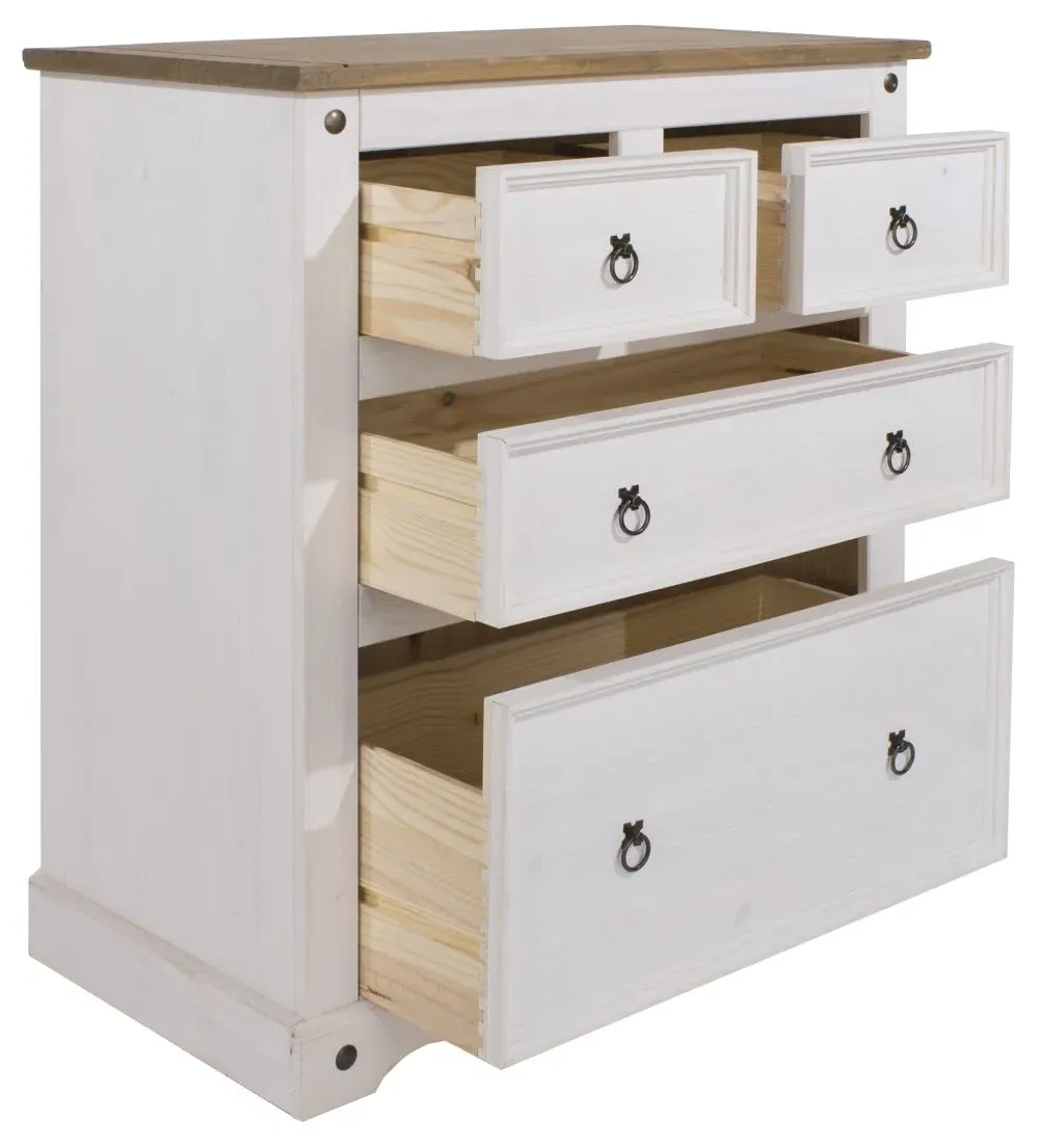 Corona Mexican 2+2 Drawer Chest - White, Pine