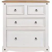 Corona Mexican 2+2 Drawer Chest - White, Pine