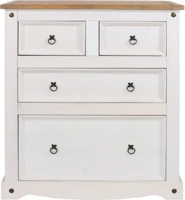 Corona Mexican 2+2 Drawer Chest - White, Pine