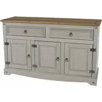 Corona Mexican 3 Door Sideboard - Grey, Pine