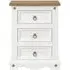 Corona Mexican 3 Drawer Bedside Cabinet - White, Pine