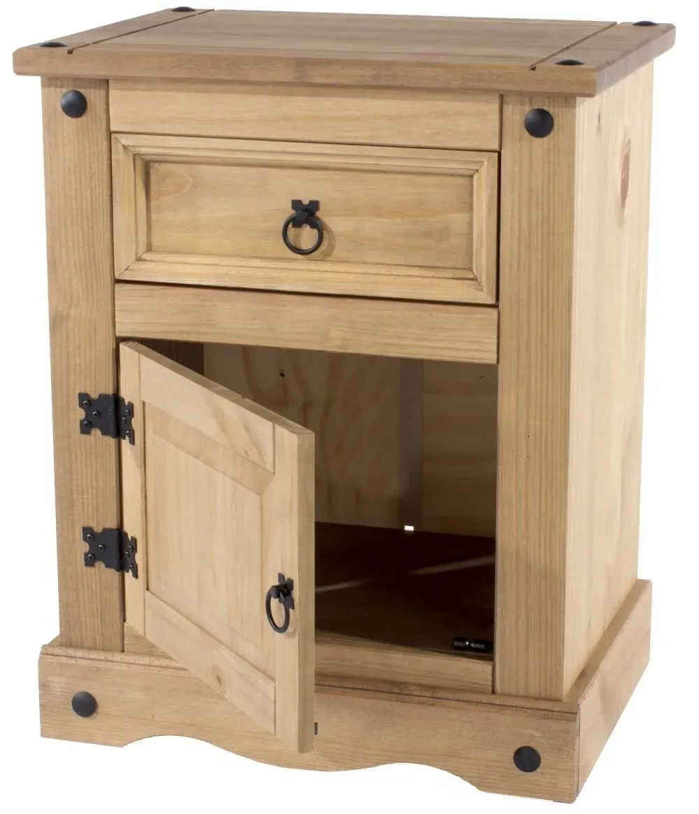 Corona Mexican Pine Bedside Cabinet - Pine