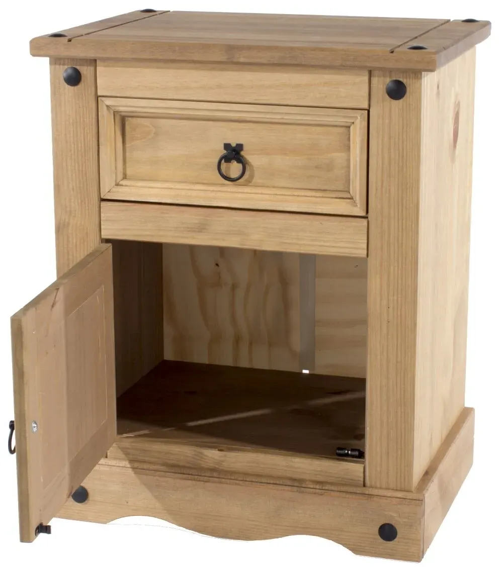 Corona Mexican Pine Bedside Cabinet - Pine