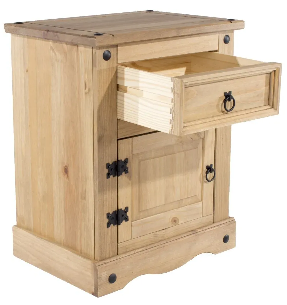 Corona Mexican Pine Bedside Cabinet - Pine