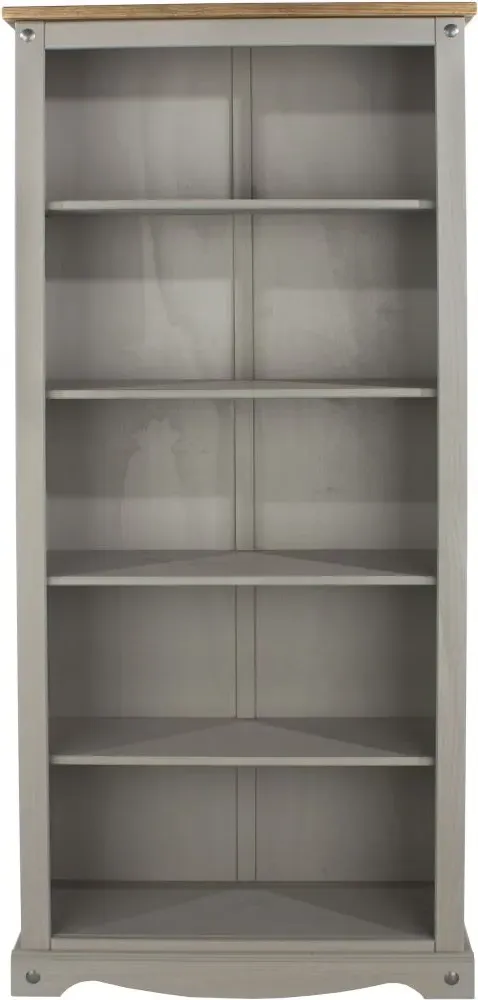Corona Tall Bookcase - Grey, Mexican Pine