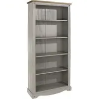 Corona Tall Bookcase - Grey, Mexican Pine