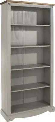 Corona Tall Bookcase - Grey, Mexican Pine image