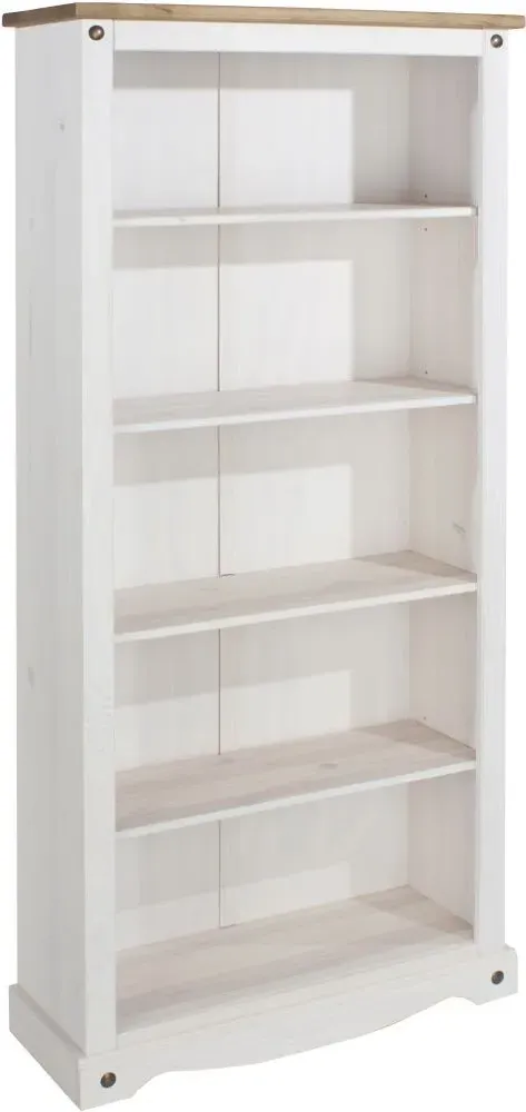 Corona Tall Bookcase - White, Mexican Pine