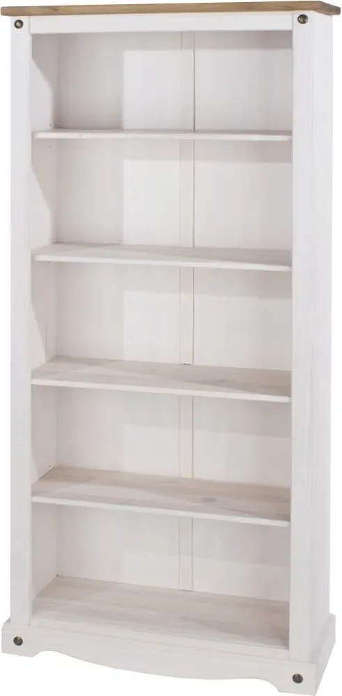 Corona Tall Bookcase - White, Mexican Pine