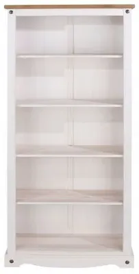 Corona Tall Bookcase - White, Mexican Pine