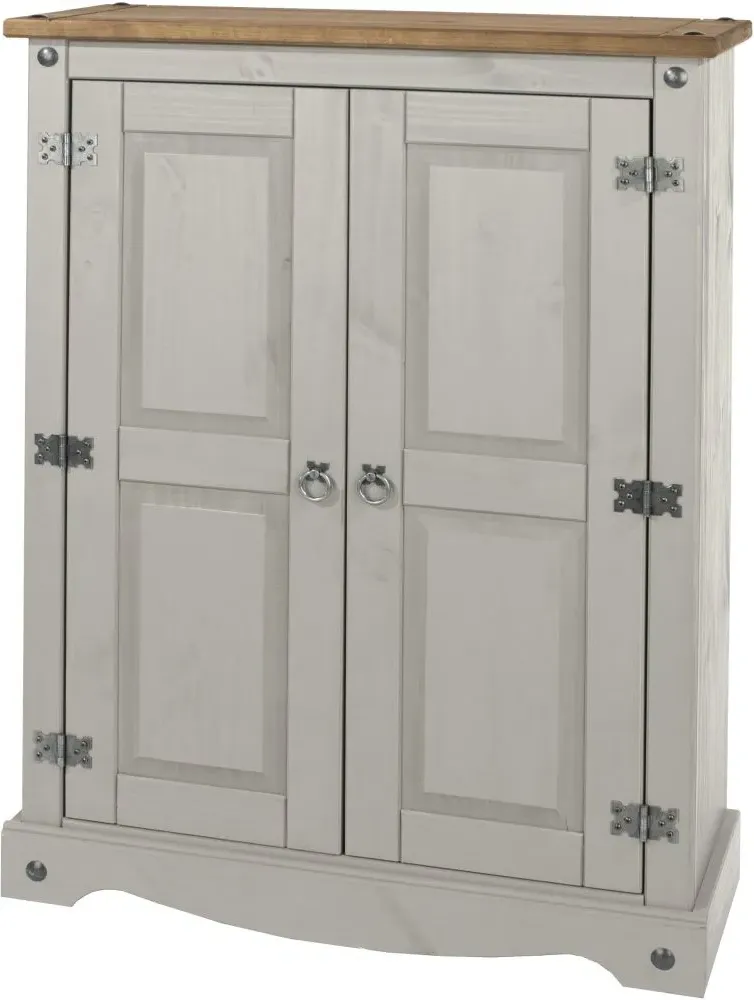 Corson 2 Door Cupboard - Grey, Mexican Pine