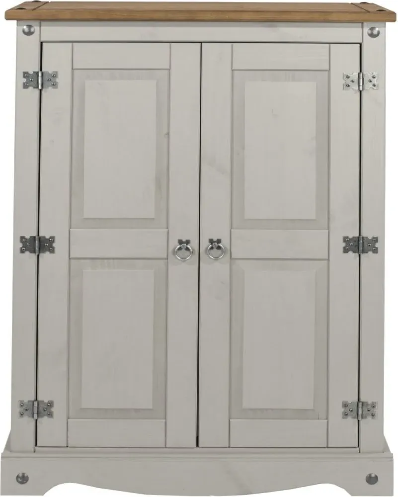 Corson 2 Door Cupboard - Grey, Mexican Pine