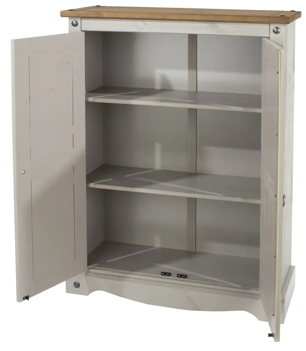 Corson 2 Door Cupboard - Grey, Mexican Pine