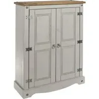 Corson 2 Door Cupboard - Grey, Mexican Pine