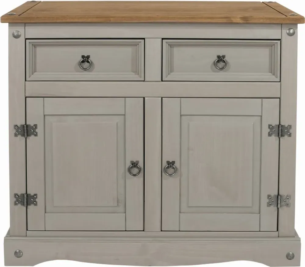 Corson 2 Door Small Sideboard - Grey, Mexican Pine