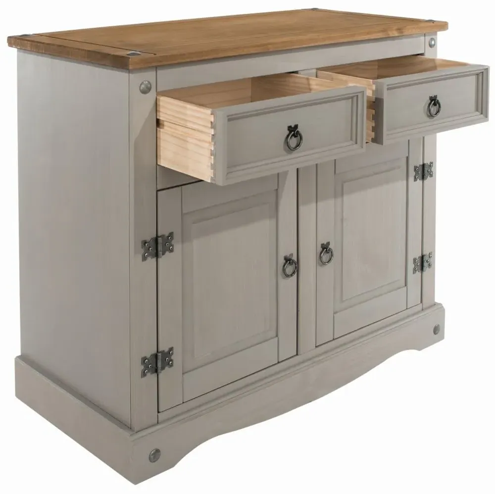 Corson 2 Door Small Sideboard - Grey, Mexican Pine