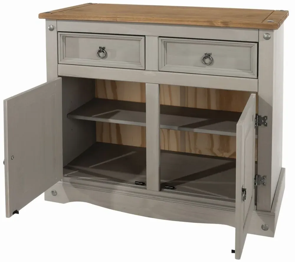 Corson 2 Door Small Sideboard - Grey, Mexican Pine