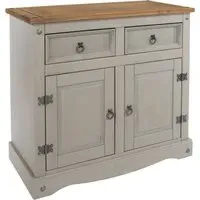 Corson 2 Door Small Sideboard - Grey, Mexican Pine