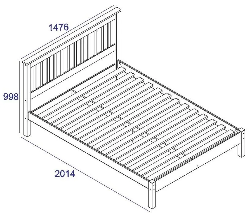 Corson Double Slatted Bed Frame - Grey, Mexican Pine