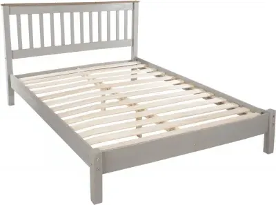 Corson Double Slatted Bed Frame - Grey, Mexican Pine image