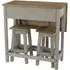 Corson Drop Leaf Table with 2 Stools - Grey, Mexican Pine