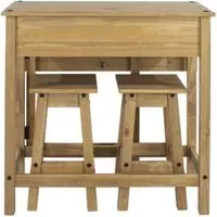 Corson Drop Leaf Table with 2 Stools - Mexican Pine