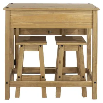 Corson Drop Leaf Table with 2 Stools - Mexican Pine image