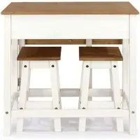 Corson Drop Leaf Table with 2 Stools - White, Mexican Pine