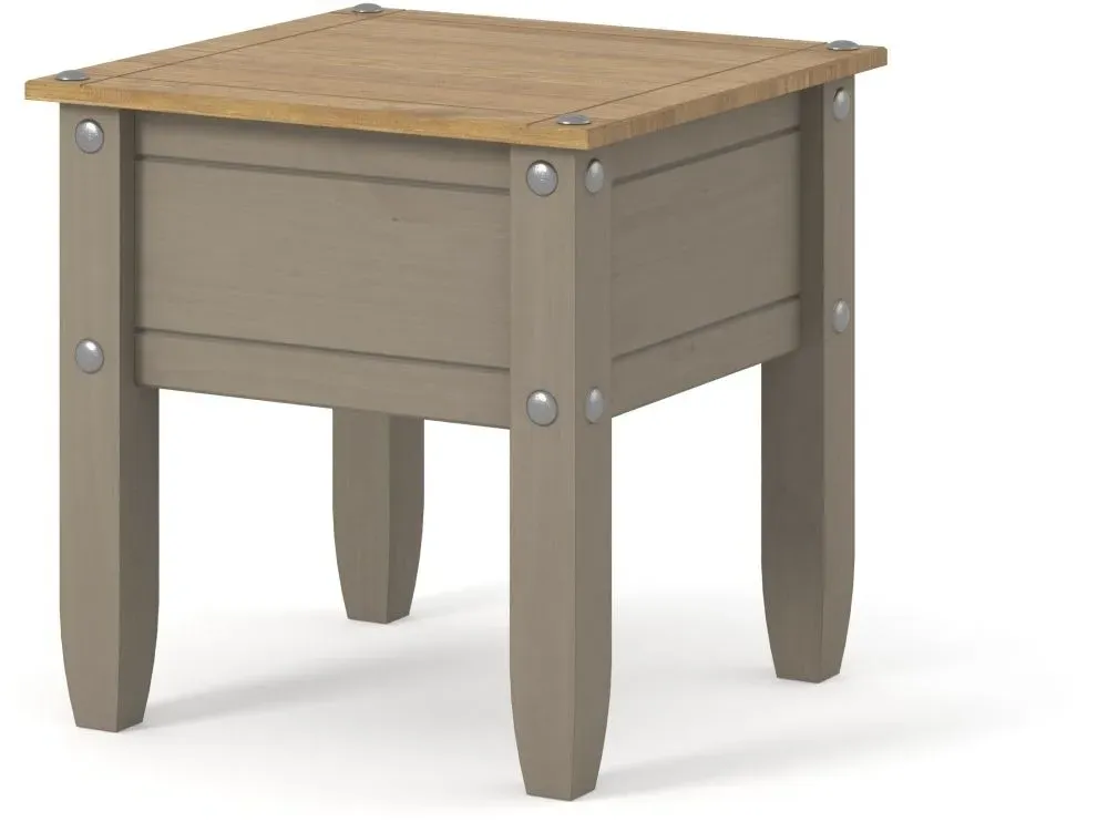 Corson Grey Lamp Table - Grey, Mexican Pine