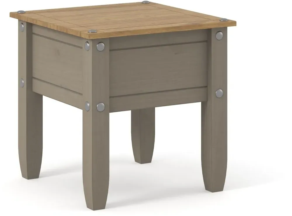 Corson Grey Lamp Table - Grey, Mexican Pine