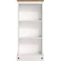 Corson Low Narrow Bookcase - White, Mexican Pine