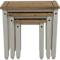 Corson Nest of 3 Tables - Grey, Mexican Pine