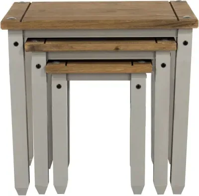 Corson Nest of 3 Tables - Grey, Mexican Pine image
