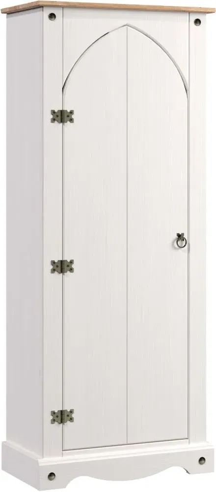 Corson Single Door Wardrobe - White, Mexican Pine