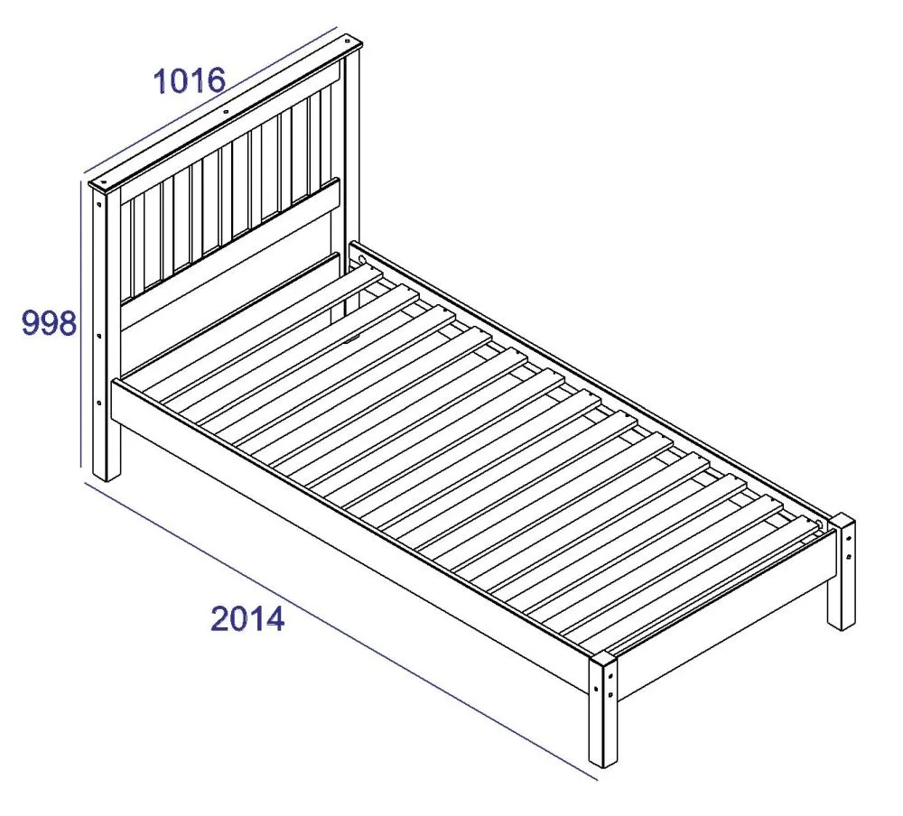 Corson Single Slatted Bed Frame - Grey, Mexican Pine