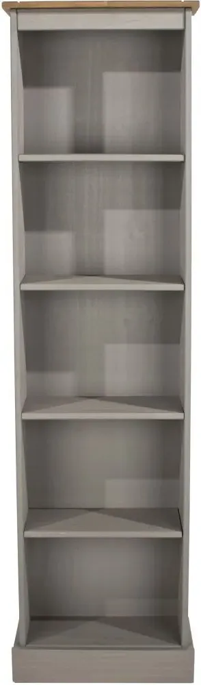 Corson Tall Narrow Bookcase - Grey, Mexican Pine