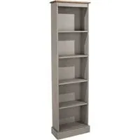 Corson Tall Narrow Bookcase - Grey, Mexican Pine