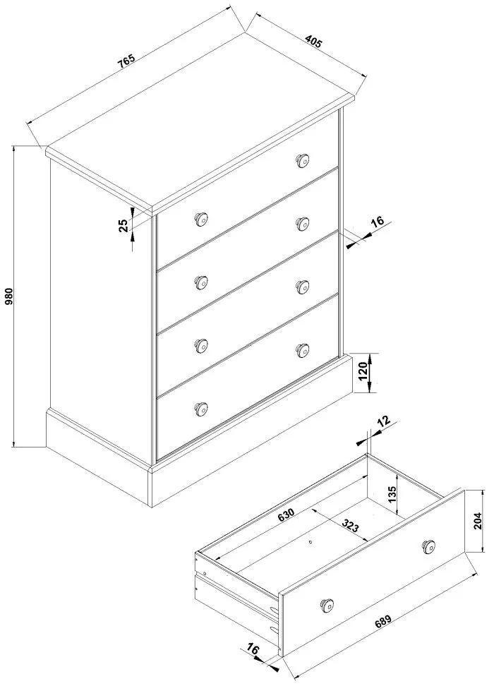 Costilla 4 Drawer Chest - Pine