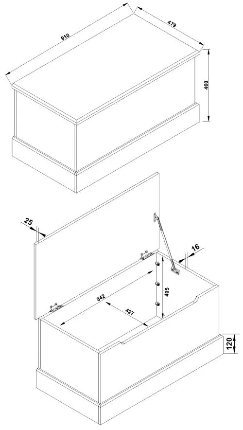 Costilla Pine Ottoman Storage Trunk